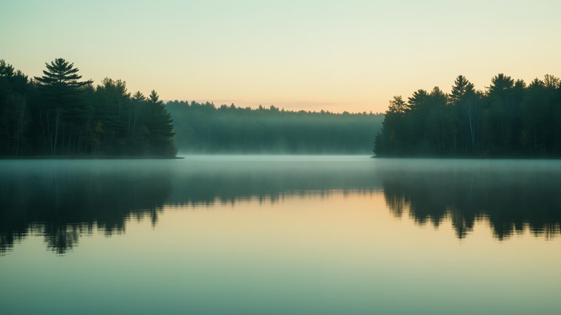 Calm Minnesota lake at dawn